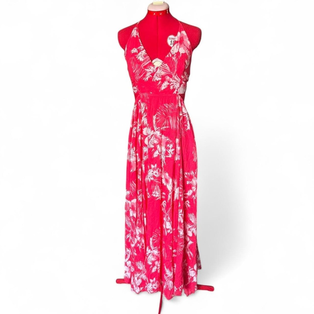 Free People Lille Tropical Print Floral Midi/Maxi Dress With Cutouts